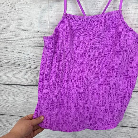 A New Day Plus Size Purple Smocked Spring Crop Tank Size XXL - Picture 2 of 6